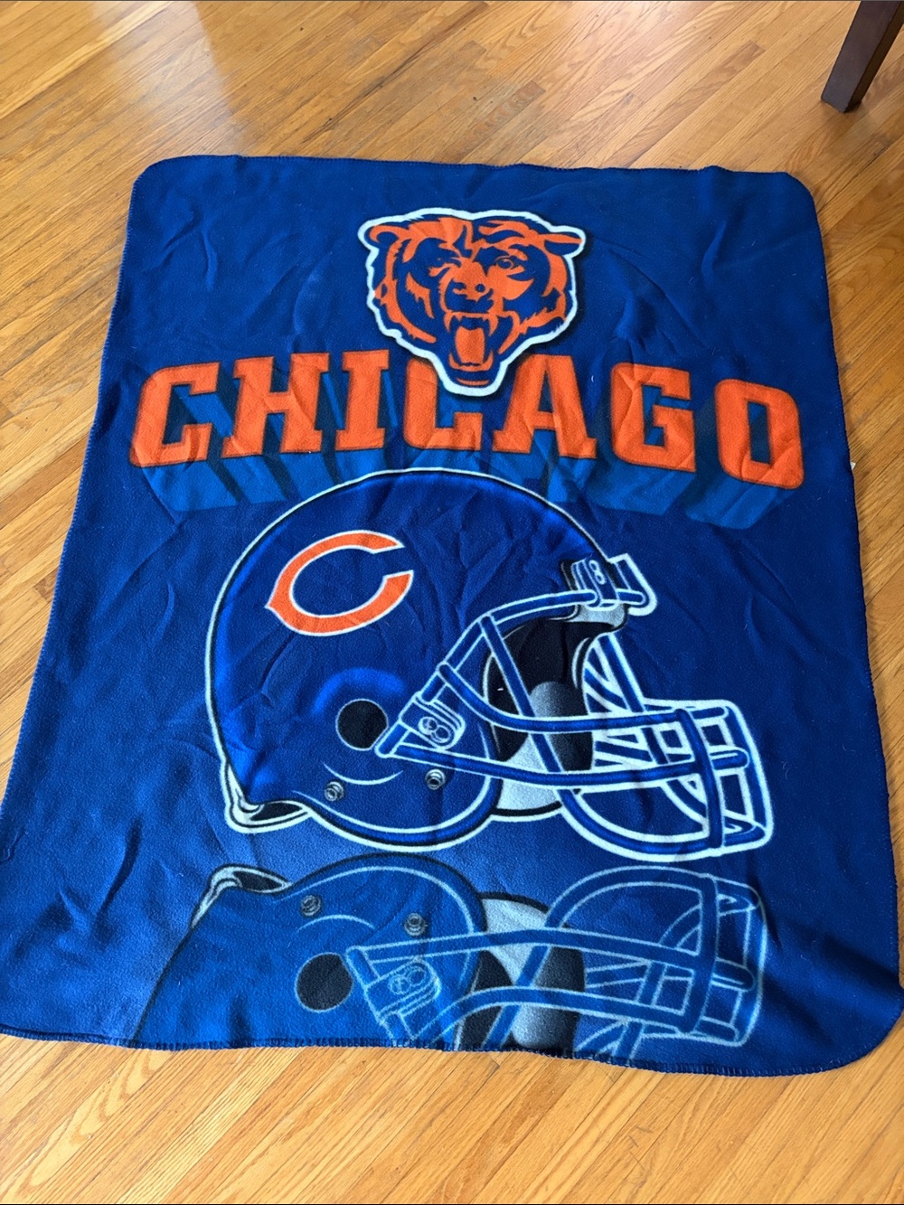 NFL Blue and Orange Chicago Bears Fleece Throw Blanket